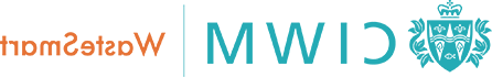 CIWM 浪费Smart logo - A teal coloured crest on the left-hand side, “CIWM”字母也是青色的. '浪费Smart' lettering is the to the right, coloured in orange